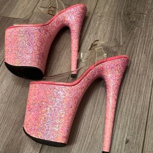 8” pinky sparkly pleasers size 7